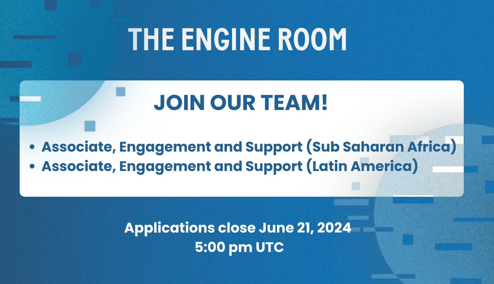 [closed] Join our team! Two Associates for Engagement & Support